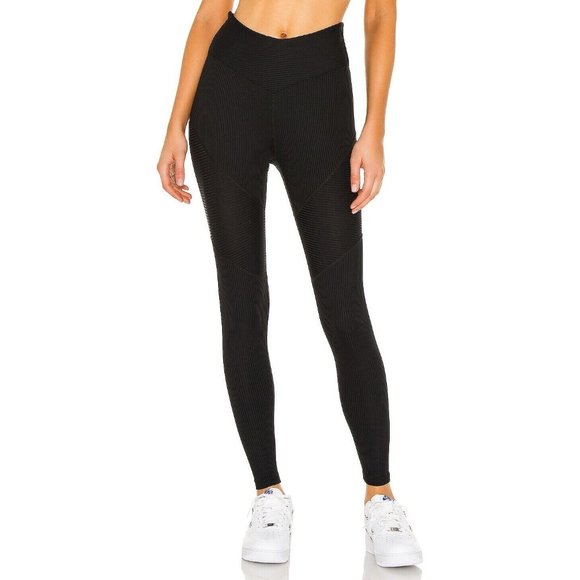 Year of Ours Pants - YEAR OF OURS Ribbed Chevron Legging Black Active Wear